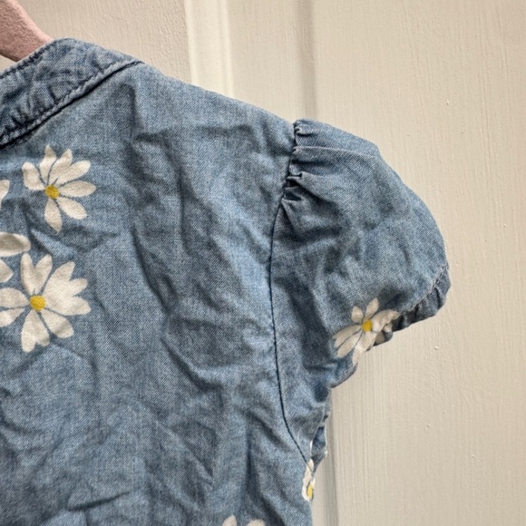NWOT Carter’s 3T Girls  Denim Floral Daisy Short Sleeve Top Blouse - Picture 5 of 6